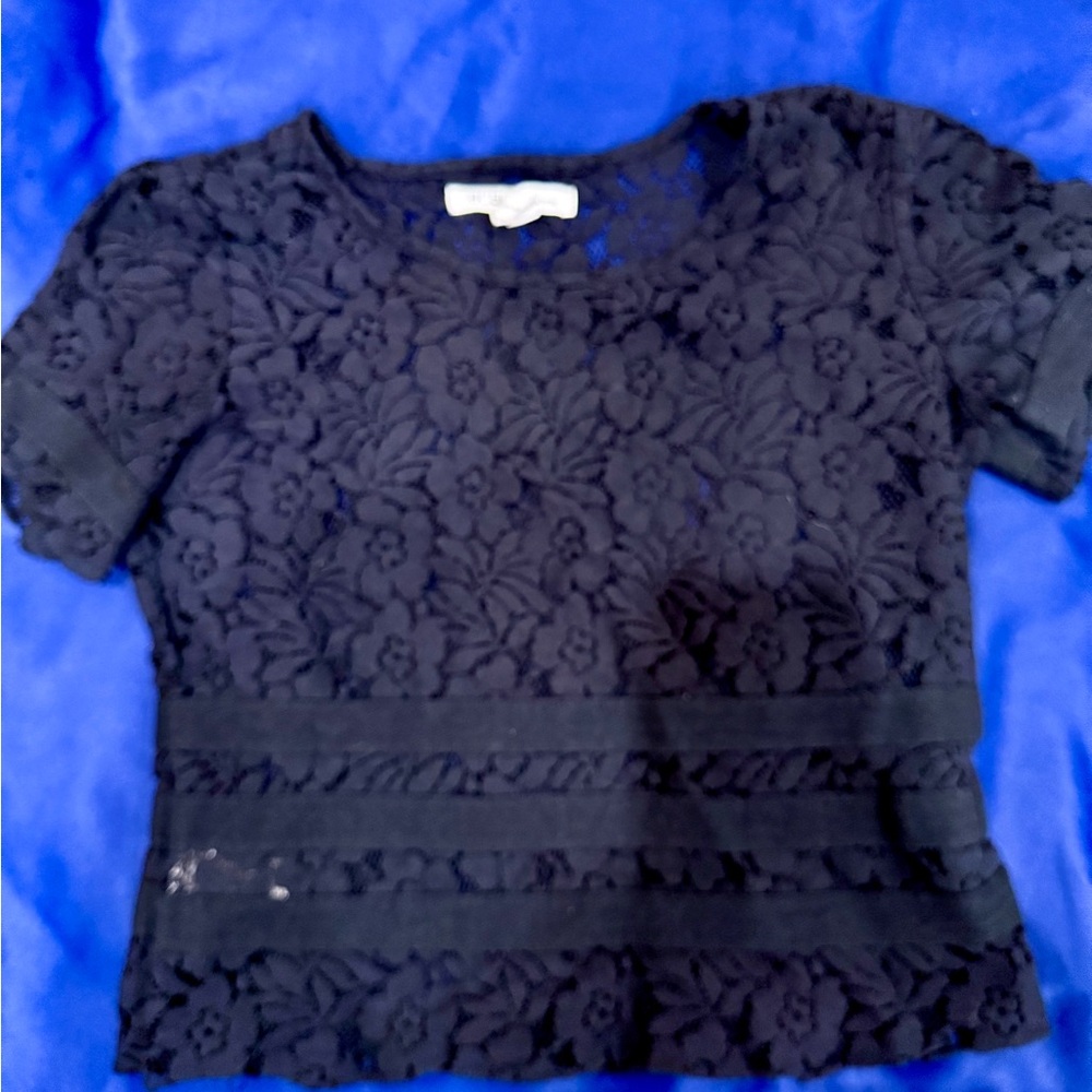 VINTAGE BCBGeneration Black Floral Lace Blouse